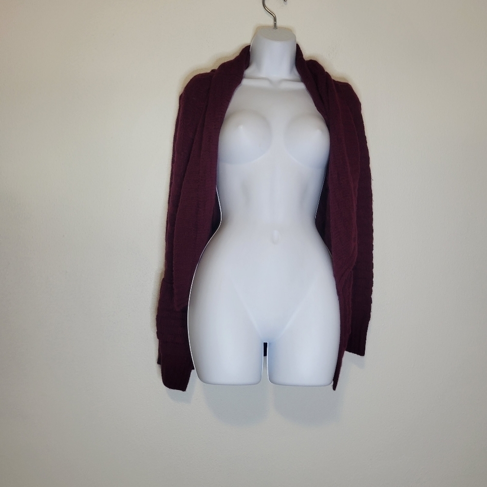Talula lambswool blend maroon open front sweater